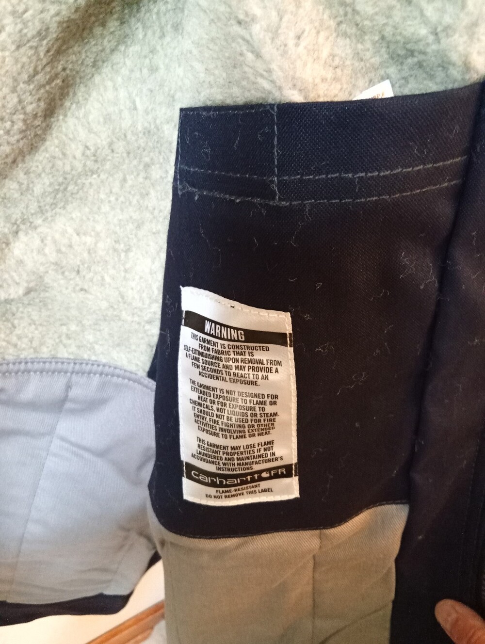 Carhartt Navy Blue Jacket with Gray Sherpa Lining Flame Resistant Full Swing XXL - Picture 5 of 16